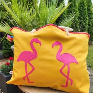 Tasche Flamingo Applikation