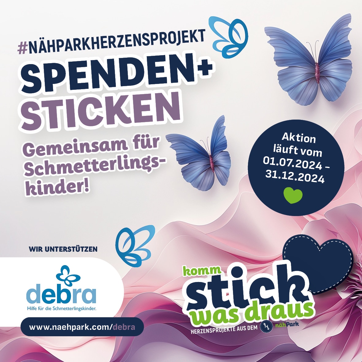 nähPark Herzensprojekt 2024: Sticken und Spenden für DEBRA Austria