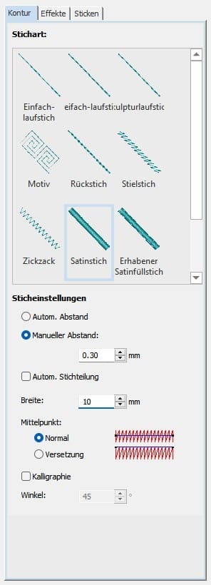 Objekteigenschaften Wilcom Hatch